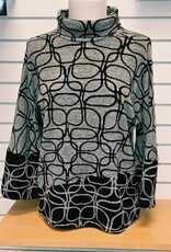 Pure Essence Pure Essence Black/Tan Print High Neck L/S Top