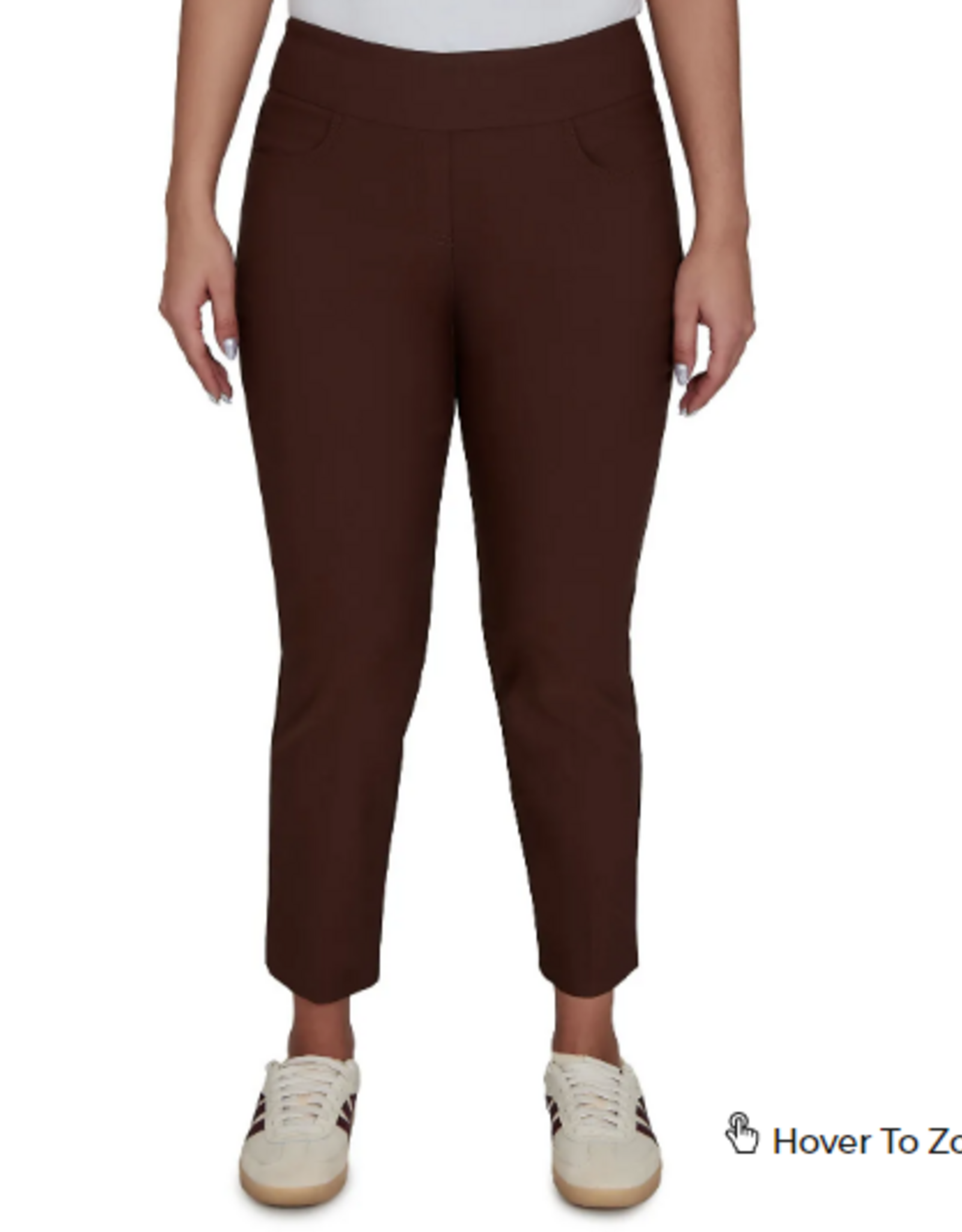 Ruby Rd Ruby Rd Dark Chocolate Silky Tech  Pull On Petite  Ankle Pant