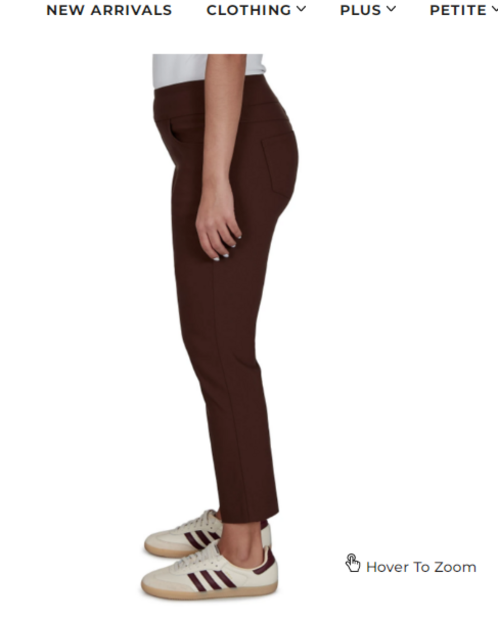Ruby Rd Ruby Rd Dark Chocolate Silky Tech  Pull On Petite  Ankle Pant