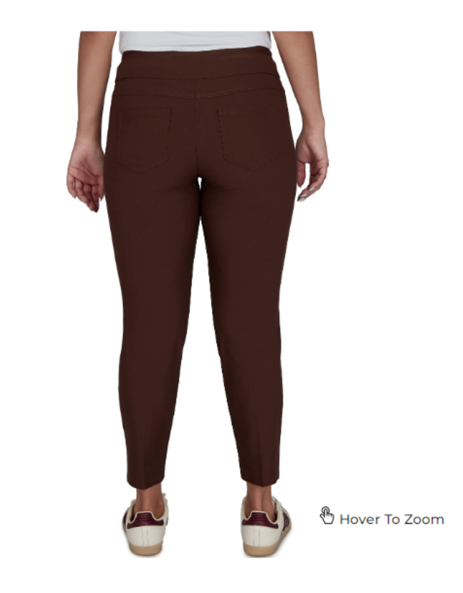 Ruby Rd Ruby Rd Dark Chocolate Silky Tech  Pull On Petite  Ankle Pant