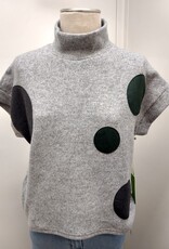 Trisha Tyler Trisha Tyler Grey Olive Polka Dot Mock Neck Long Sleeve Top
