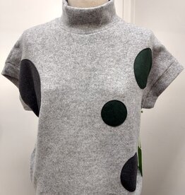Trisha Tyler Trisha Tyler Grey Olive Polka Dot Mock Neck Long Sleeve Top