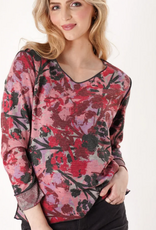 Trisha Tyler Trisha Tyler Red Multi Color Floral Print V-Neck  Reversible Top