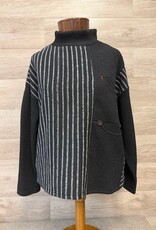 Trisha Tyler Trisha Tyler TT13104 Black/Grey Mock Neck Long Sleeve  Striped Sweater