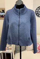 Pure Essence Pure Essence Indigo Textured Crop Zip L/S Top