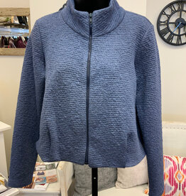 Pure Essence Pure Essence  Indigo Textured Crop Zip L/S Top