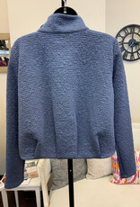 Pure Essence Pure Essence Indigo Textured Crop Zip L/S Top