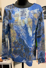 Trisha Tyler Trisha Tyler   Blue Mix Color/Print Round Neck Reversible L/S Top