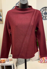 Trisha Tyler Trisha Tyler Burgundy Mini Mock Neck Long Sleeve Top