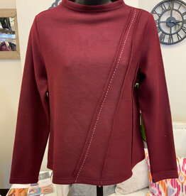 Trisha Tyler Trisha Tyler Burgundy Mini Mock Neck Long Sleeve Top