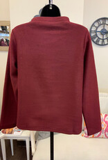Trisha Tyler Trisha Tyler Burgundy Mini Mock Neck Long Sleeve Top