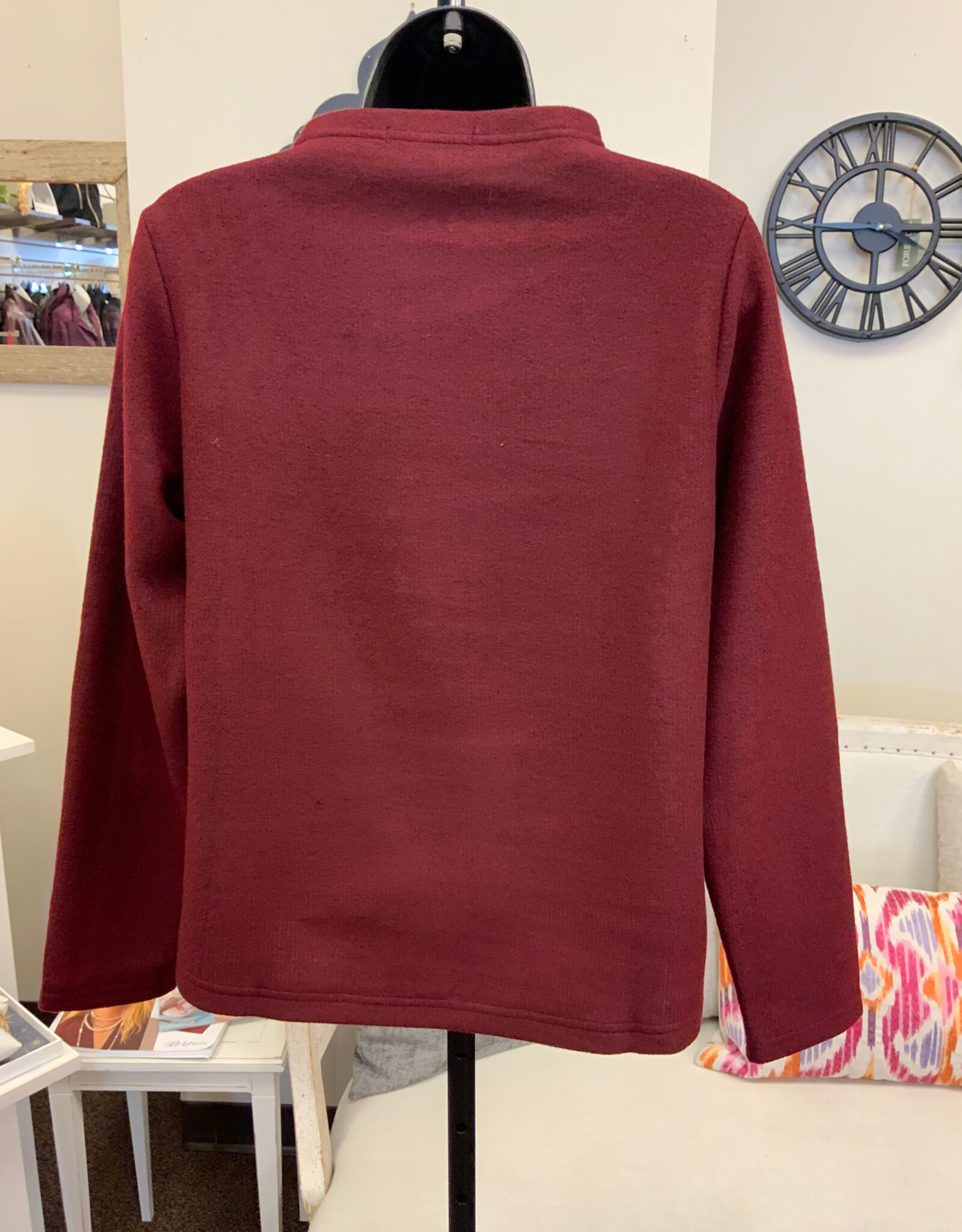 Trisha Tyler Trisha Tyler Burgundy Mini Mock Neck Long Sleeve Top