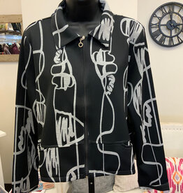 Trisha Tyler Trisha Tyler Black/Grey Print Zip Up  Long Sleeve Jacket