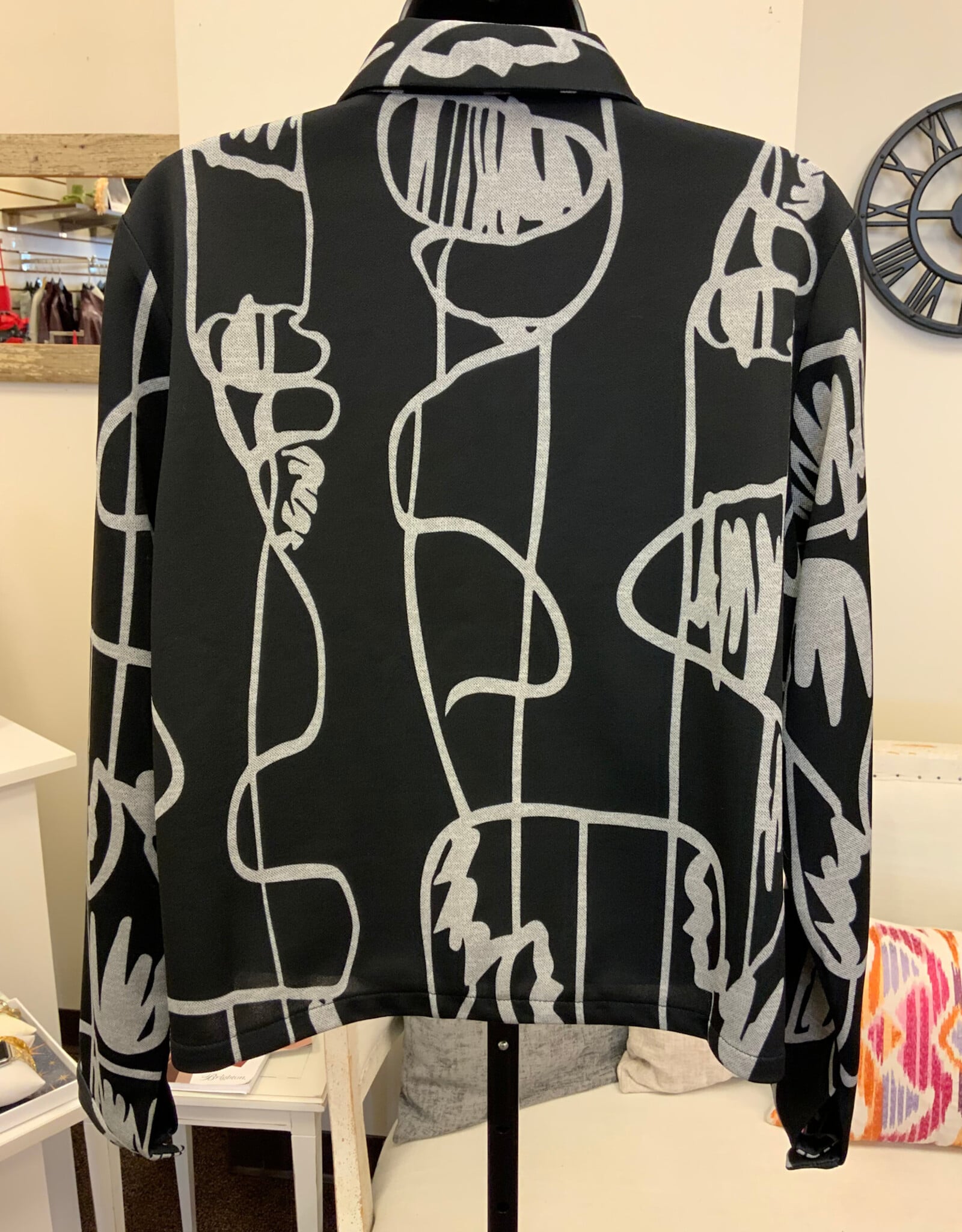 Trisha Tyler Trisha Tyler Black/Grey Print Zip Up  Long Sleeve Jacket