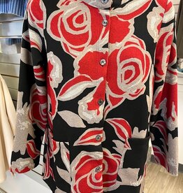 Trisha Tyler Trisha Tyler Black/Red  Button Up Felted Bell Sleeve  Jacket