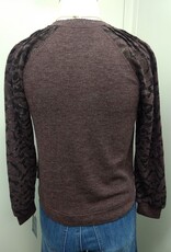 Democracy Democracy Heather Copper Half Placket Mandarin Collar L/S Top
