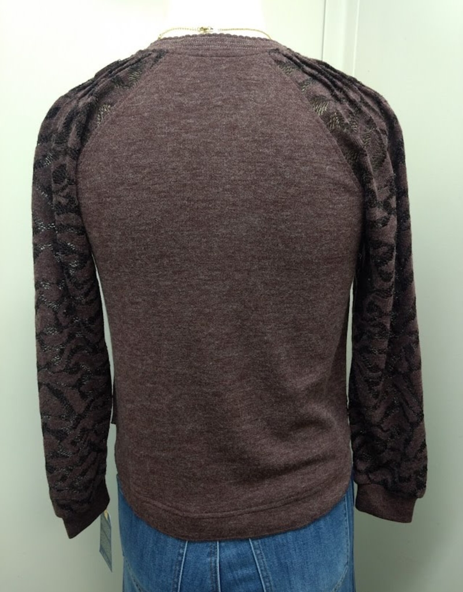 Democracy Democracy Heather Copper Half Placket Mandarin Collar L/S Top