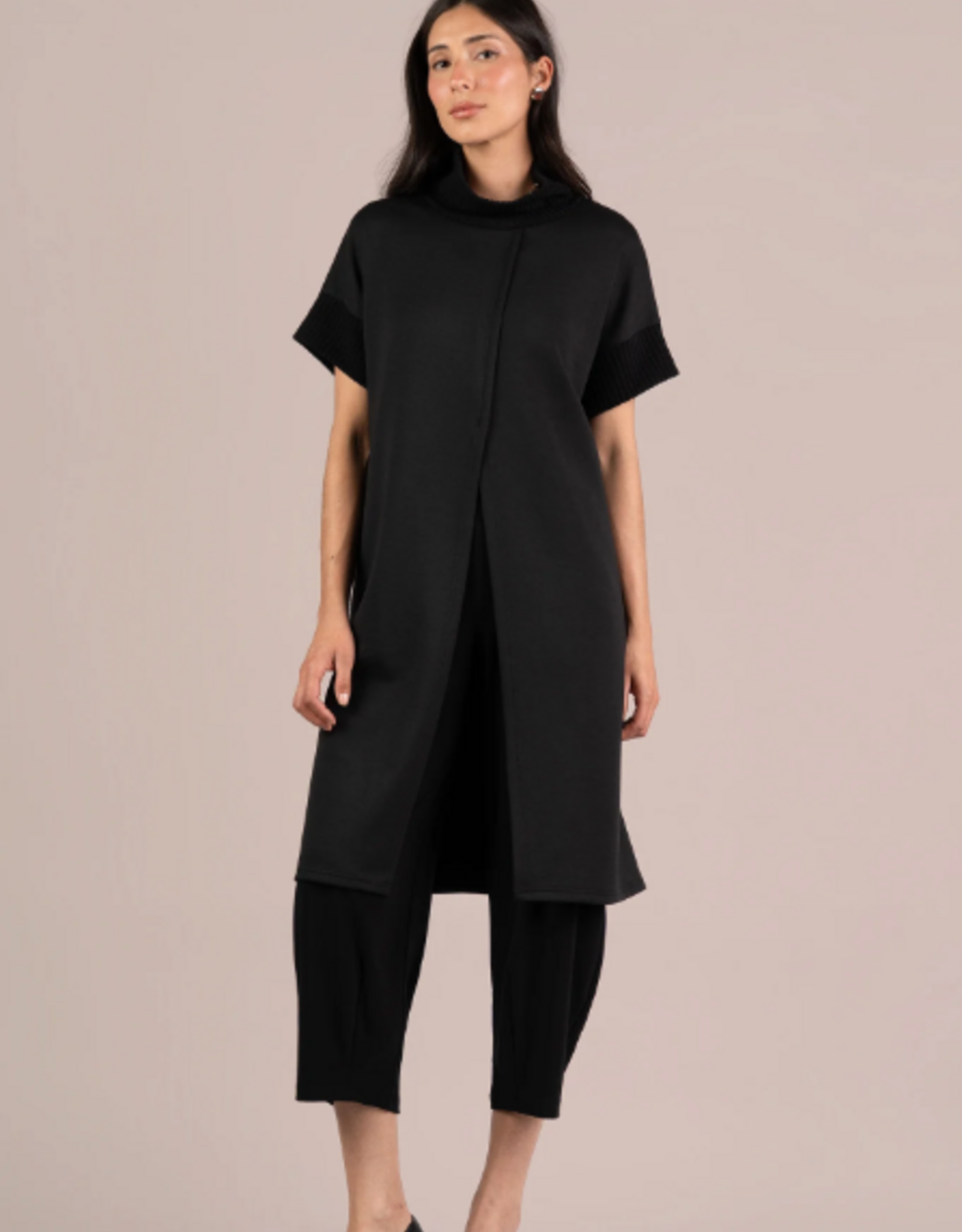 Sympli Sympli Black Cloud Split Front Topper  Long Duster Top