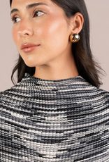 Sympli Sympli Black  Print Plisse Mock Neck 3/4 Sleeve Top