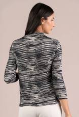 Sympli Sympli Black  Print Plisse Mock Neck 3/4 Sleeve Top