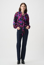 Joseph Ribkoff Joseph Ribkoff 264206 Magenta/Multi Animal Print V-Neck w/Tie L/S Top