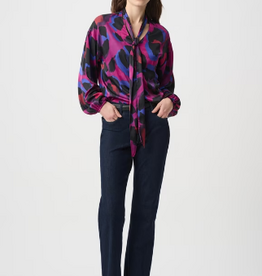 Joseph Ribkoff Joseph Ribkoff 264206 Magenta/Multi Animal Print V-Neck w/Tie L/S Top