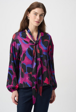 Joseph Ribkoff Joseph Ribkoff 264206 Magenta/Multi Animal Print V-Neck w/Tie L/S Top