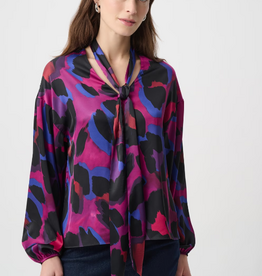 Joseph Ribkoff Joseph Ribkoff Magenta/Multi Animal Print V-Neck w/Tie L/S Top