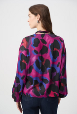 Joseph Ribkoff Joseph Ribkoff 264206 Magenta/Multi Animal Print V-Neck w/Tie L/S Top