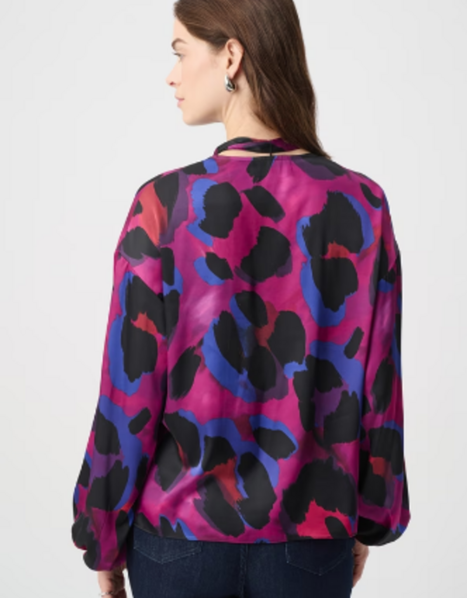 Joseph Ribkoff Joseph Ribkoff 264206 Magenta/Multi Animal Print V-Neck w/Tie L/S Top
