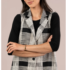 Sympli Sympli Ecru/Black Print Cloud Long City Vest