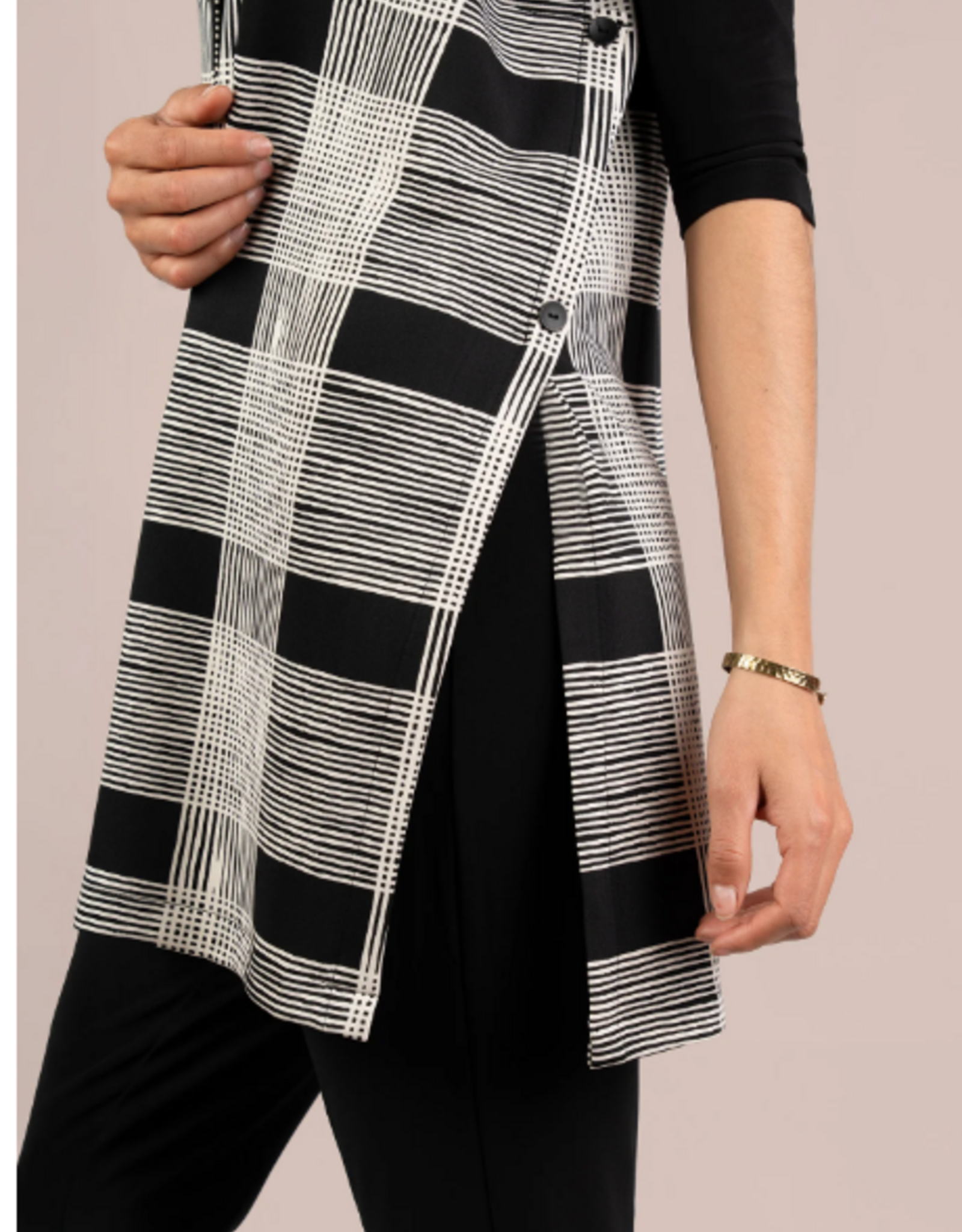 Sympli Sympli Ecru/Black Print Cloud Long City Vest