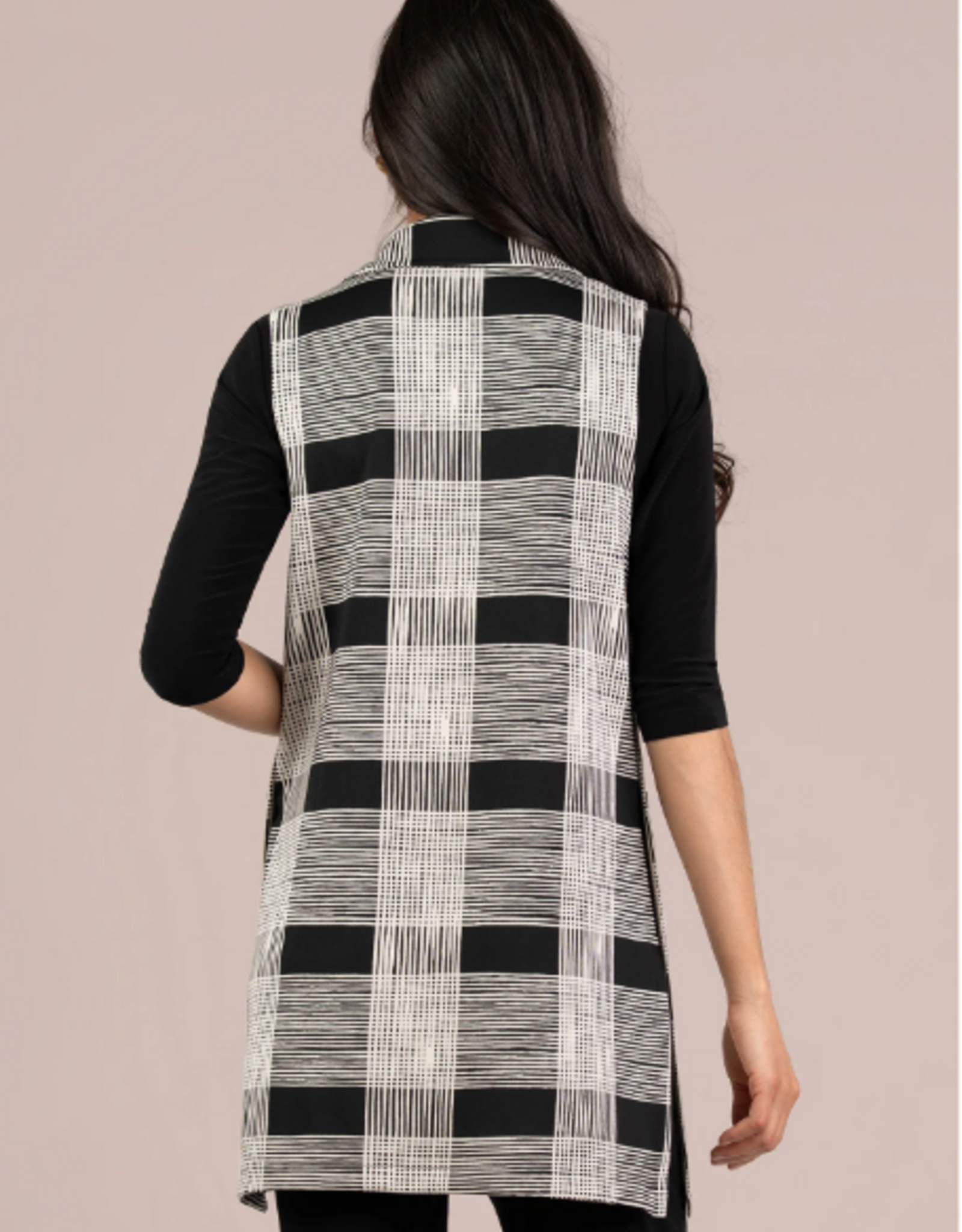 Sympli Sympli Ecru/Black Print Cloud Long City Vest