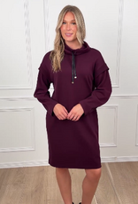 Joseph Ribkoff Joseph Ribkoff  Elderberry Mini Drawstring Neck L/S Sweater Dress