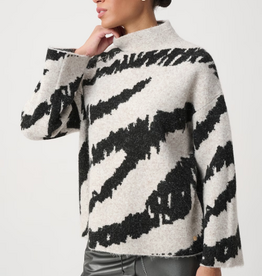 Joseph Ribkoff Joseph Ribkoff H. Oatmeal/Black Animal Print High Neck L/S Sweater
