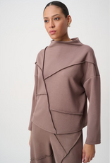Joseph Ribkoff Joseph Ribkoff Mink Geo Design Mock Neck L/S Relaxed Pullover Top