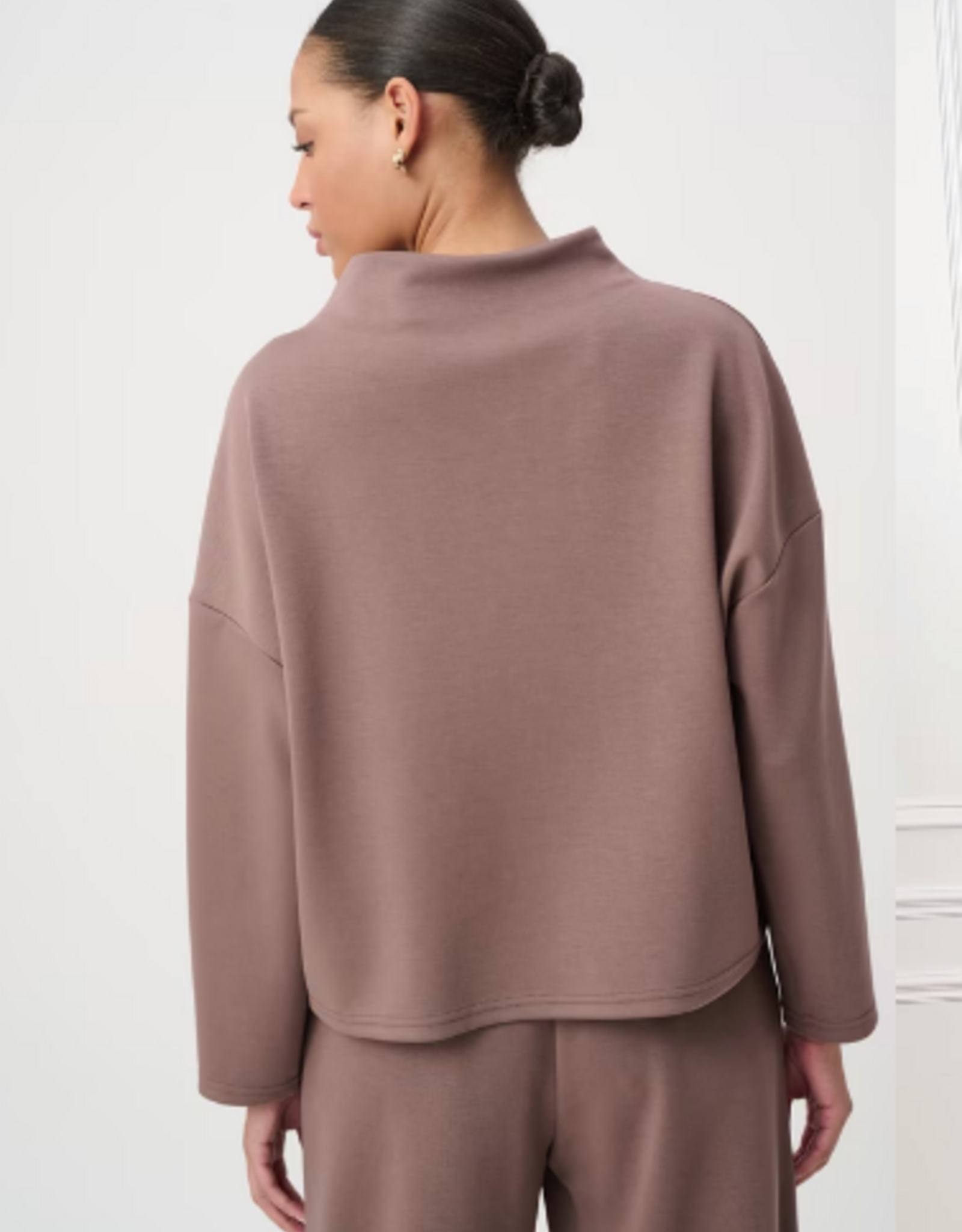 Joseph Ribkoff Joseph Ribkoff Mink Geo Design Mock Neck L/S Relaxed Pullover Top