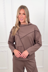 Joseph Ribkoff Joseph Ribkoff Mink Geo Design Mock Neck L/S Relaxed Pullover Top