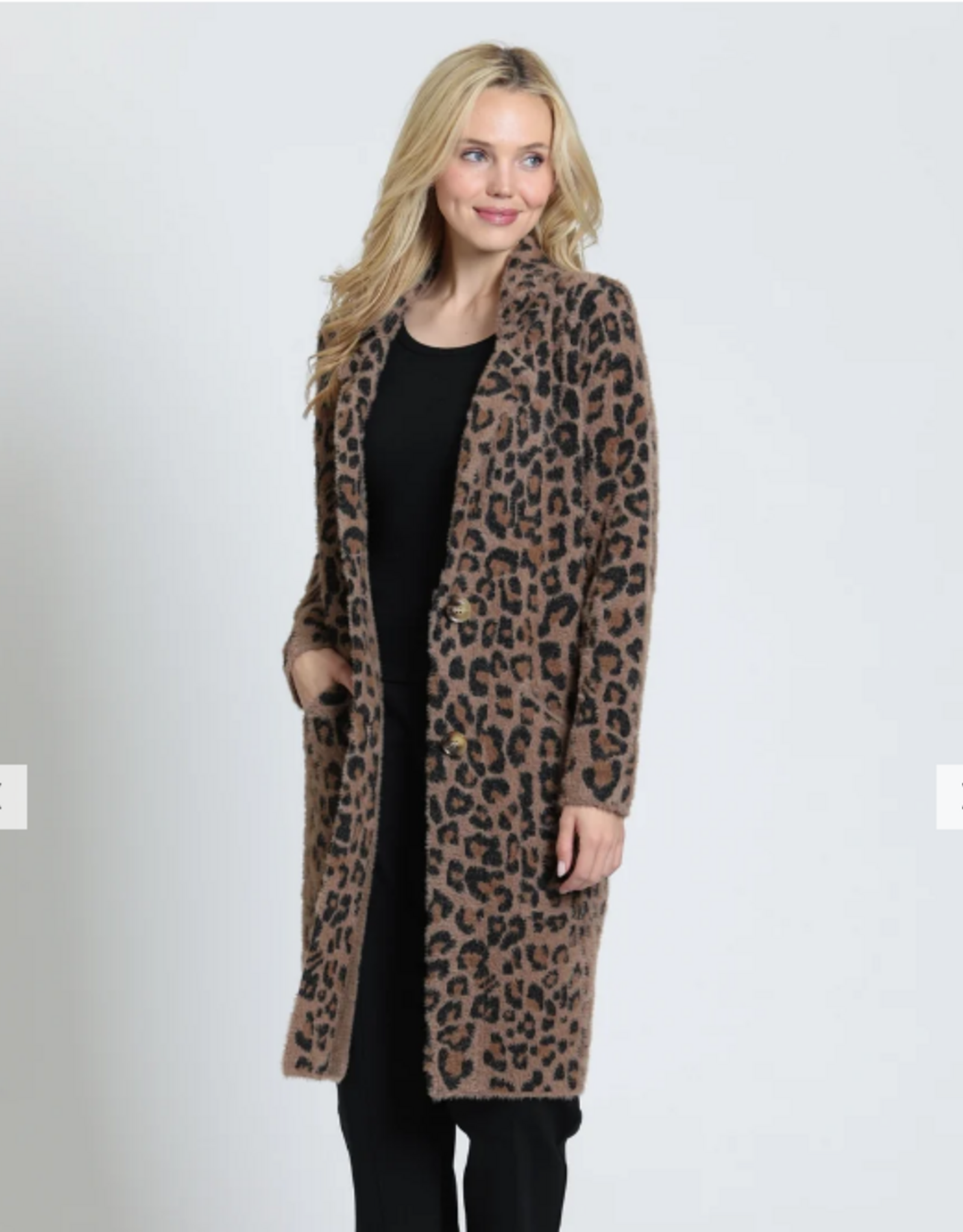 APNY APNYMocha Leopard Patch Pocket Long Line Cardi Coat