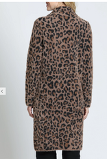 APNY APNYMocha Leopard Patch Pocket Long Line Cardi Coat