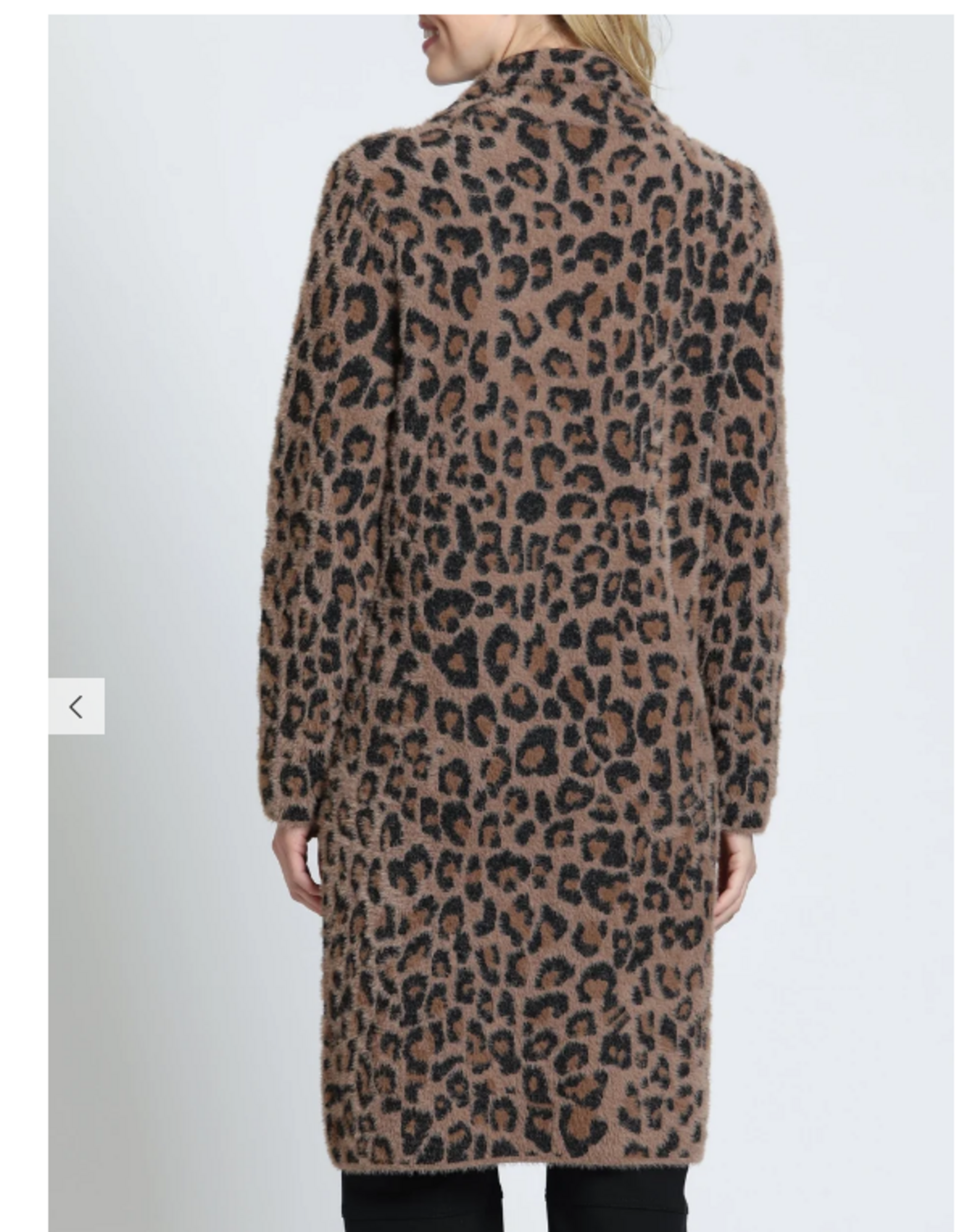 APNY APNYMocha Leopard Patch Pocket Long Line Cardi Coat