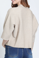 APNY APNY Heather Sand Pocket Polo 3/4 Sleeve Top