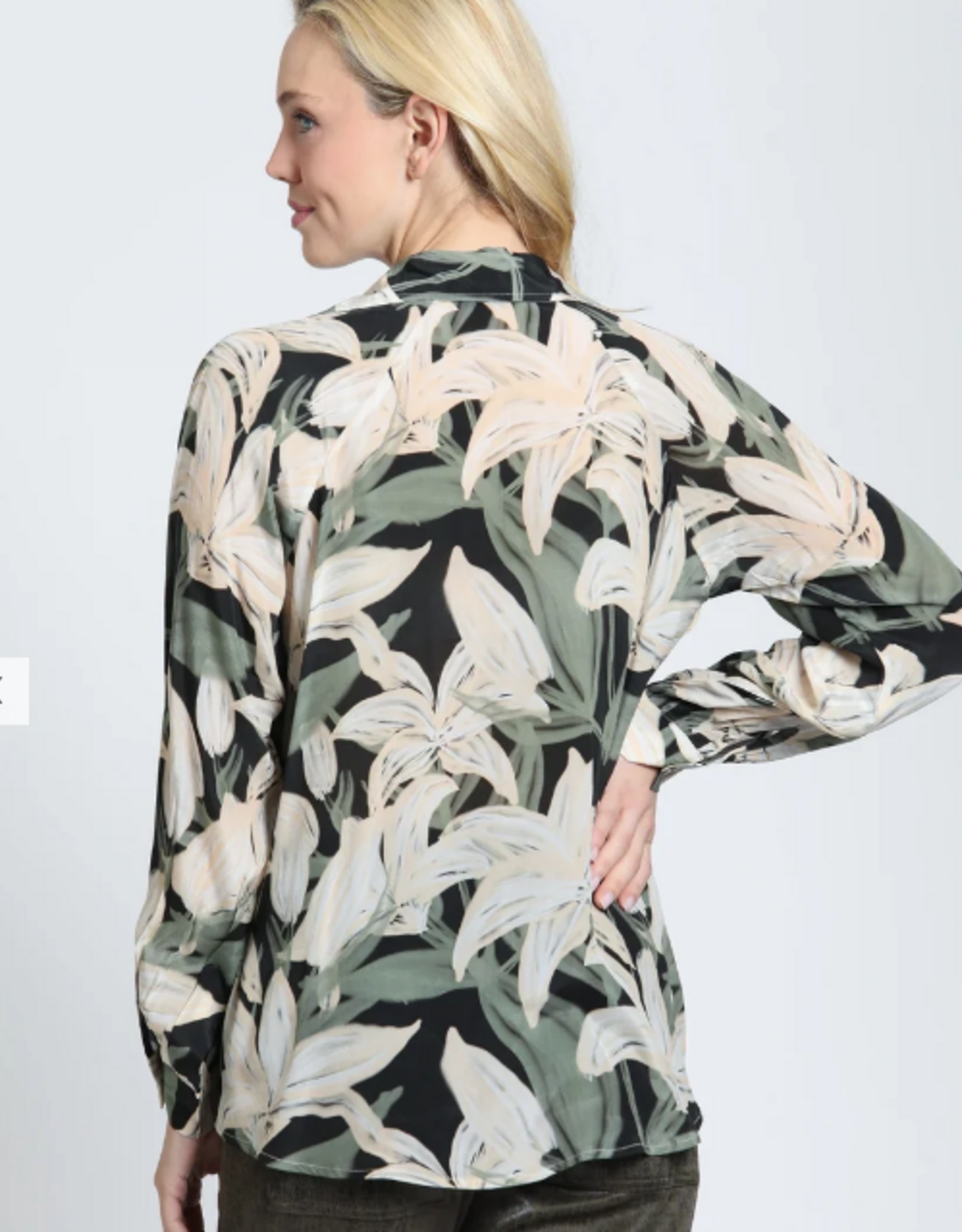 APNY APNY Moss & Parchment Half-Placket Pullover Blouse