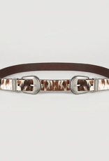 Tribal Tribal Billy Cow Print Haircalf Double Buckle  BELT