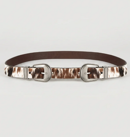 Tribal Tribal Billy Cow Print Haircalf Double Buckle  BELT
