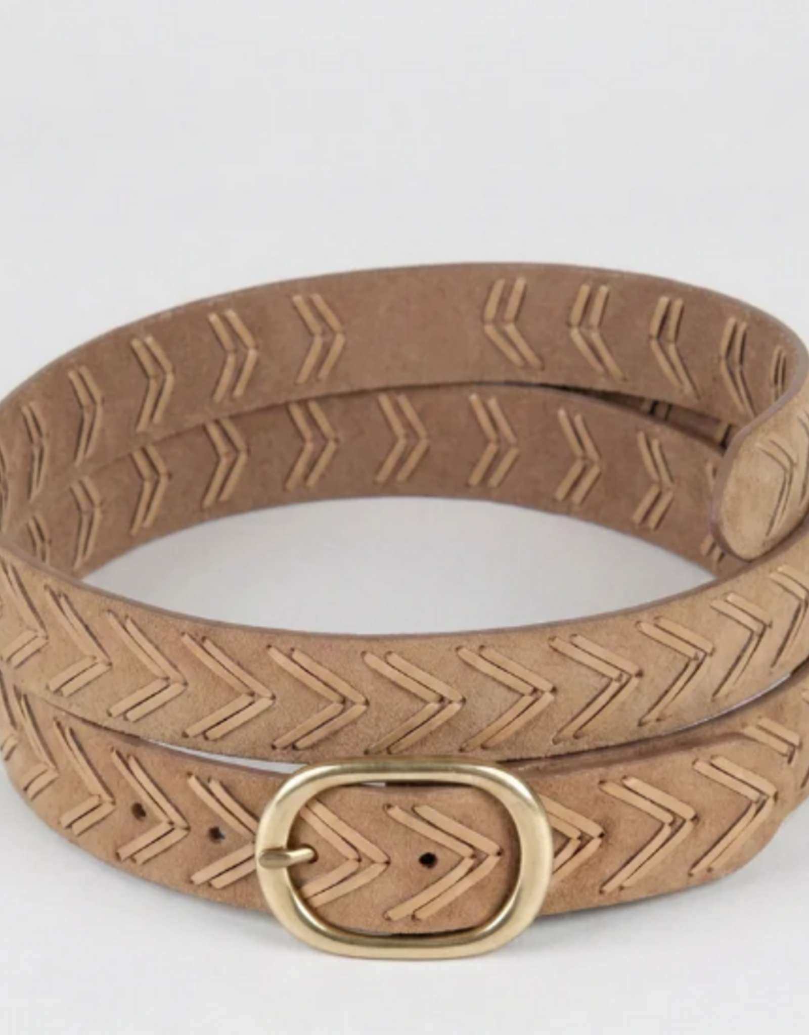 Tribal Tribal Mackenzie  Laced Suede Leather Belt With  Classic Buckle