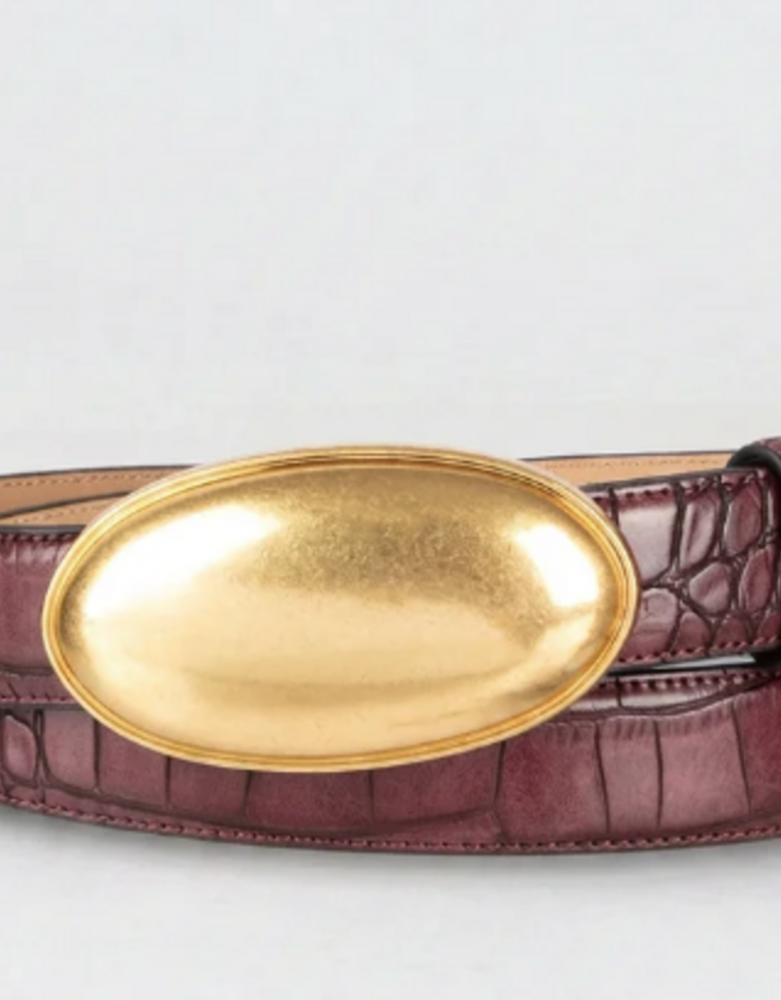 Tribal Tribal Maria Burgundy Double Croc Embossed Leather Belt With Oval Plaque