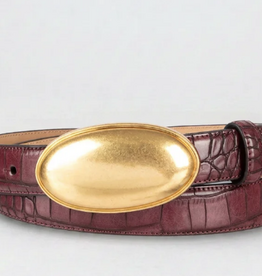 Tribal Tribal Maria Burgundy Double Croc Embossed Leather Belt With Oval Plaque