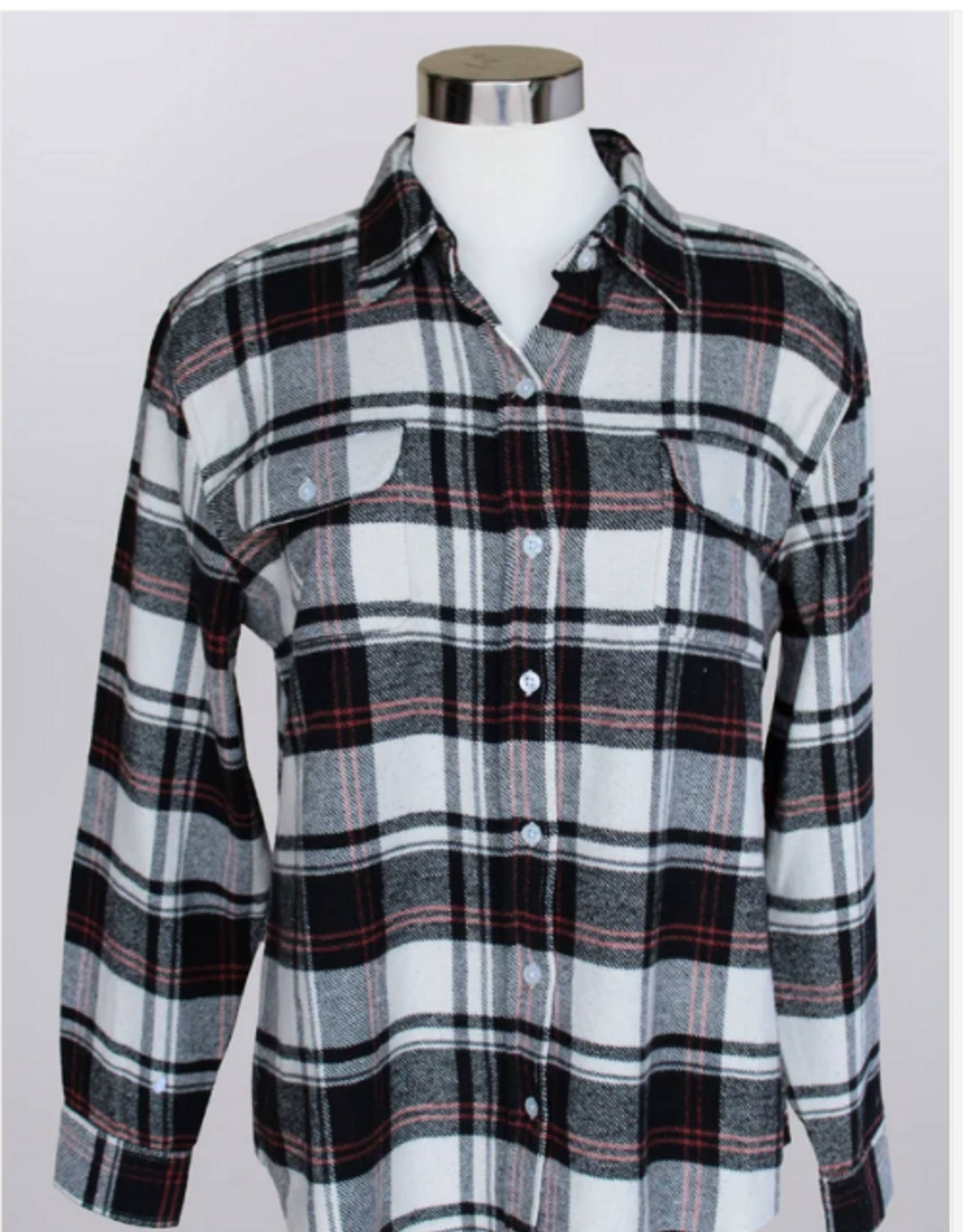 Keren Hart Keren Hart 73032B Black Plaid Button Up Long Sleeve Top