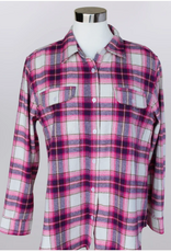 Keren Hart Keren Hart 73031B Rose Combo Plaid Button Up Long Sleeve Top